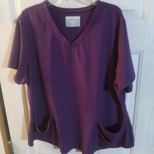 Skechers By Barco Women's Breeze 3 Pocket Scrub Top 3XL Wine